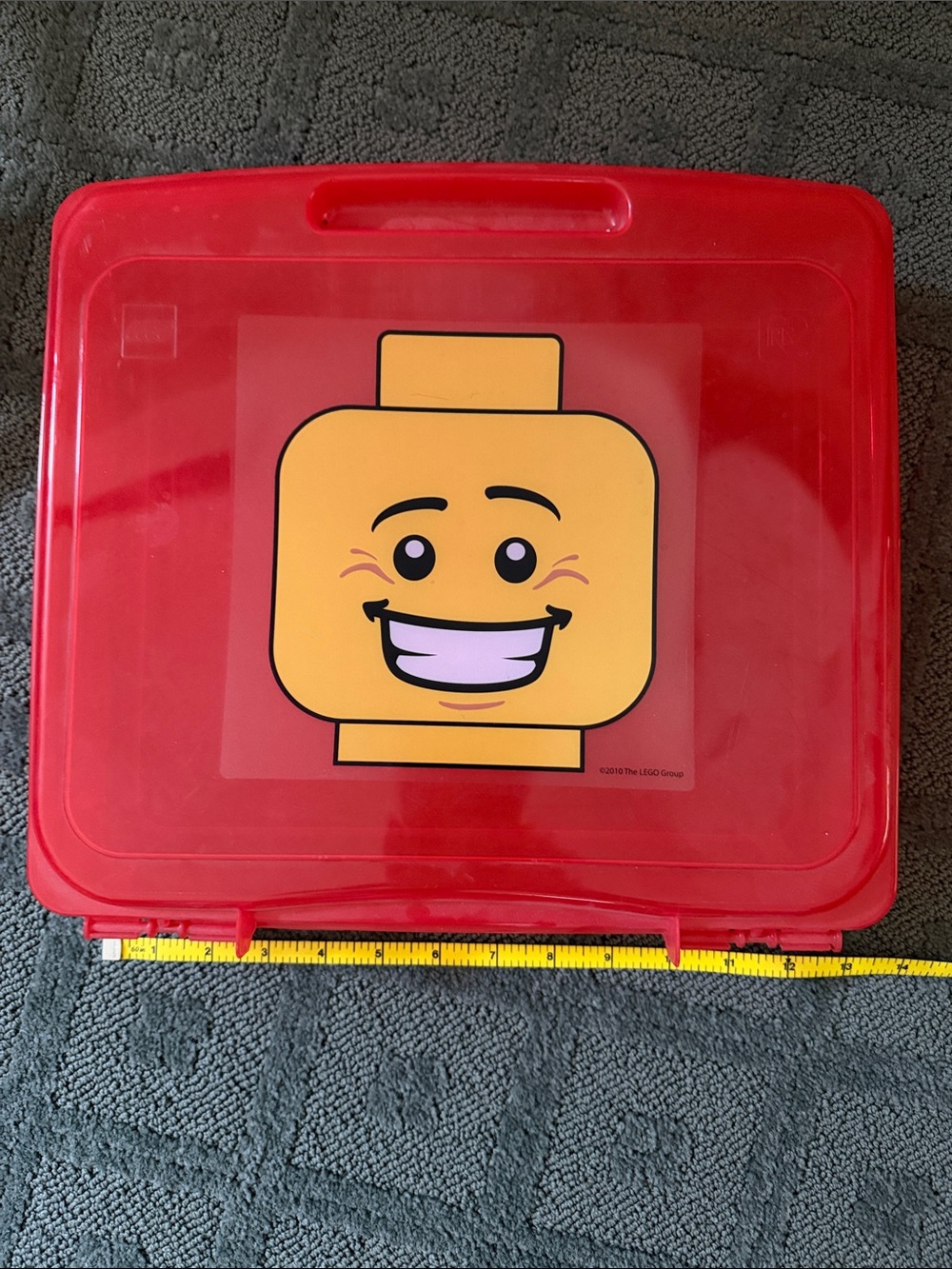 Lego Red Carrying Case with Yellow Minifigure Face